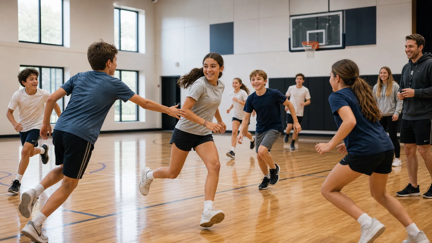 Youth Group students playing basketball together at OneHope